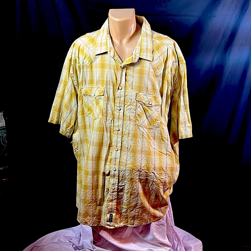 Panhandle Slim, gold and yellow tones, pearl snap, XXXXL